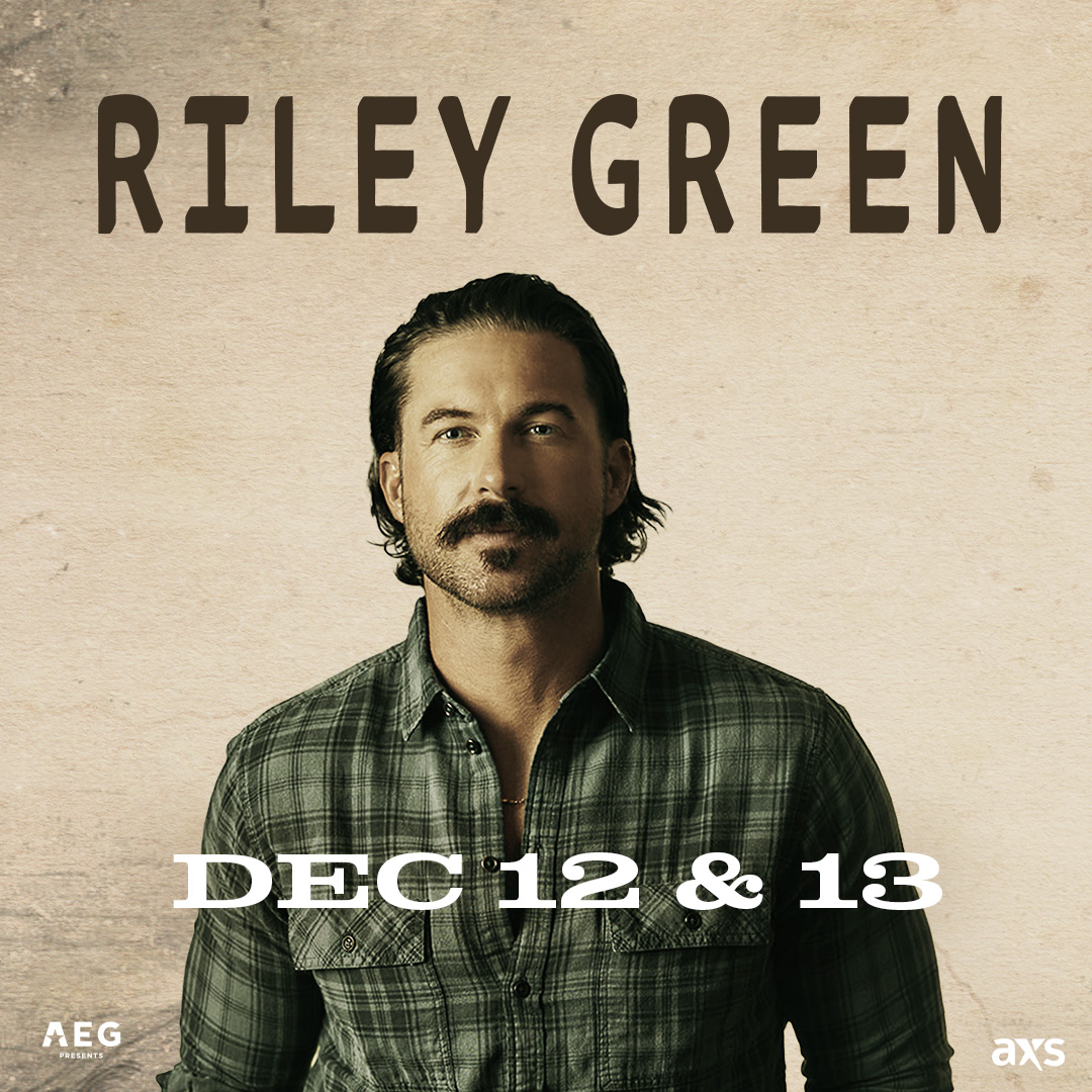RILEY GREEN:<br>DURING NATIONAL FINALS RODEO event at Resorts World Theatre on Award-winning country music star Riley Green will bring his chart-topping hits to the newly renovated Resorts World Theatre during the National Finals Rodeo Season for two can’t-miss performances on Friday, December 12, and Saturday, December 13.
